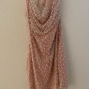 Retrofete Pink Beaded Backless Dress